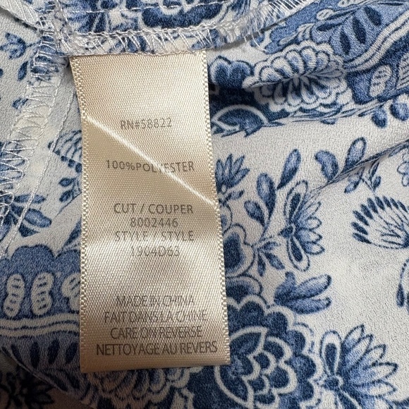 MAX STUDIO Silky Easy Care Maxi Dress Smocked Bodice Tiered Skirt Blue White L - Picture 8 of 10